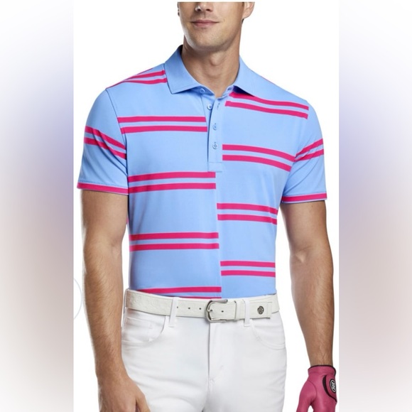 G/FORE Other - G/Fore Offset Striped Men’s Golf Polo Lt. Blue/Pink-Size XL NWT⛳️